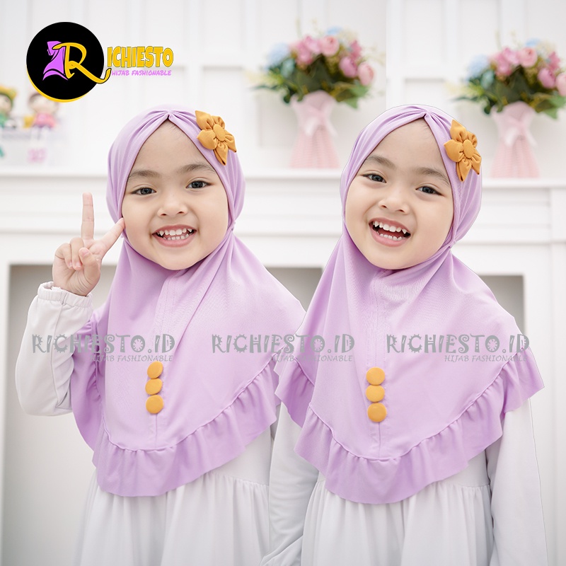 Jilbab Anak Bayi Perempuan Instan Lucu BUNGA MATAHARI 0-3 Tahun Jersey