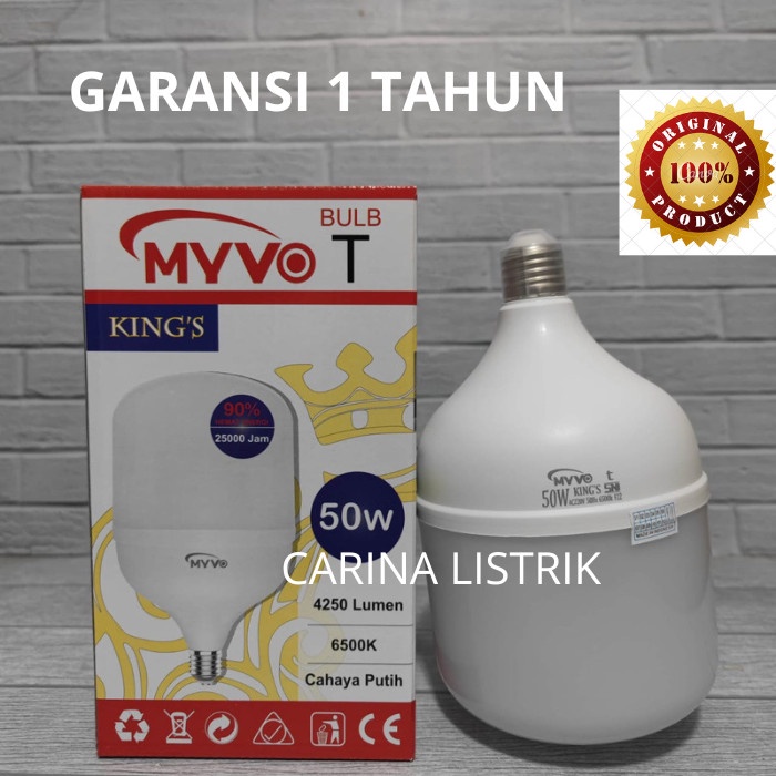 Lampu LED Bohlam Garansi MYVO KINGS 50W Termurah Garansi 1 Tahun 50 WATT