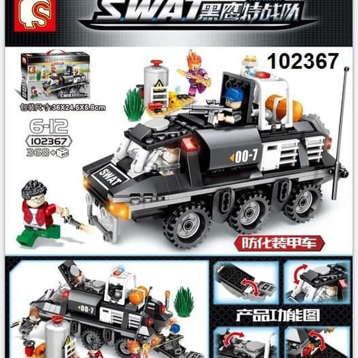 sembo 102367 lego Swat Mobil Pasukan Police Militer Tentara Army