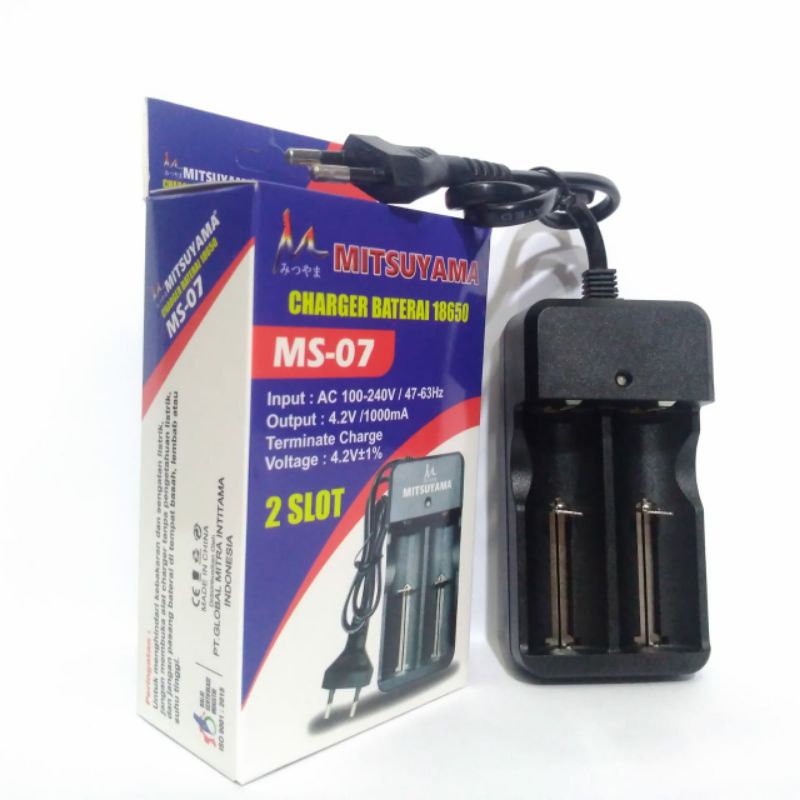 Charger Baterai PAPE VAPOOR 18650 MS 07 / Casan Baterai Swat 2 Slot Mitsuyama MS-07 Charger Baterai 18650 / Alat Cas Baterai Swat 2 Slot Mitsuyama MS-07 Cell charger 2 slot untuk baterai 18650