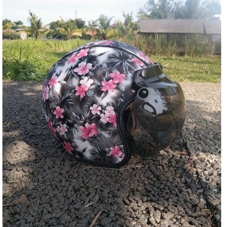 Helm Retro Bogo Dewasa Retro motif bunga