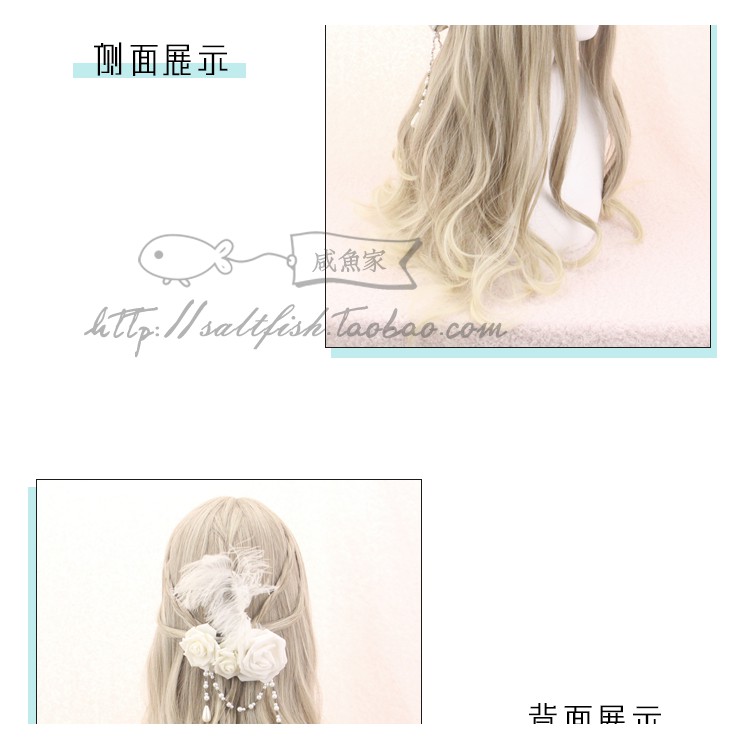 LOL-148 wig rambut palsu daily lolita korea kpop cosplay panjang wavy ash linen