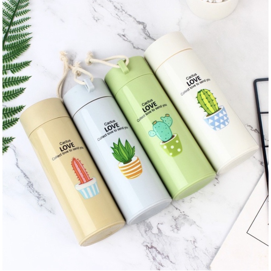 BOTOL KACA Termos Tumbler Unik Motif Tanaman Cactus Kaktus Animal Six Oup 450 ML My Bottle GLASS MATERIAL