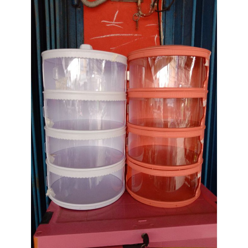 Tudung Saji Susun dengan VENTILATOR 4 Tingkat Viral Rak Makanan Kotak Penyimpanan Makanan Rak Dapur