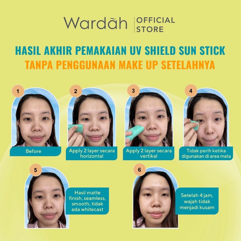 WARDAH UV Shield Light Matte Sun Stick SPF 50 PA++++ Indonesia / Sunblock Wajah 22g / Sunscreen Care Sunblock Tabir Surya UVA UVB Blue Light Protection Protector Protect Pelindung Sinar Matahari Kulit Tubuh / Gel Serum Cream Lotion / Skincare Face Series