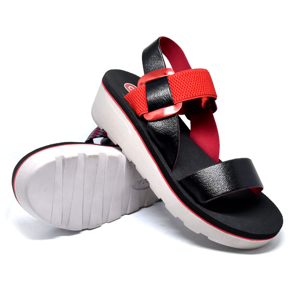  Sandal Casual Wanita  Carvil MORISA L Red Black Shopee 