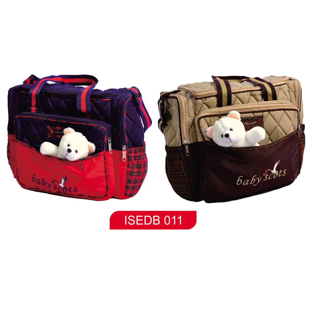 Baby Scots Large Diaper Bag/ Tas Perlengkapan Bayi Bordir Boneka Besar - ISEDB011