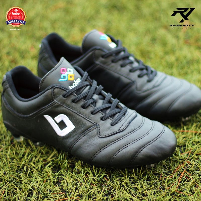 Sepatu Bola Hitam Kulit BABO Serenity R1 Black ~ 100% Kulit Asli FG Original Brand Indonesia