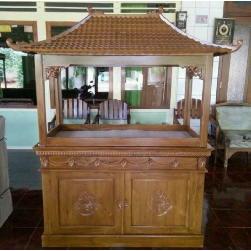 Bufet Akuarium Mewah Kayu Jati