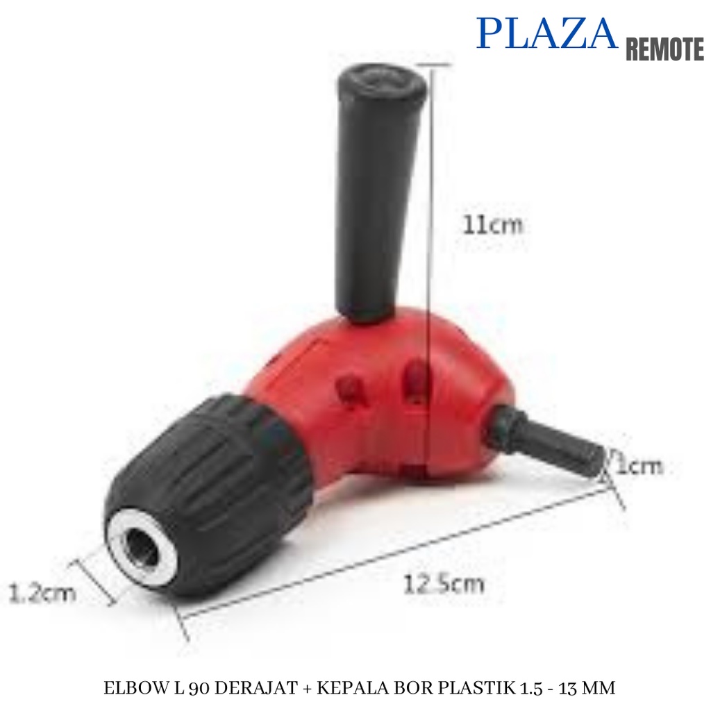 ADAPTOR SAMBUNGAN KEPALA BOR PLASTIK ELBOW SIKU CHUCK DRILL 90 DERAJAT 1.5 - 10 MM