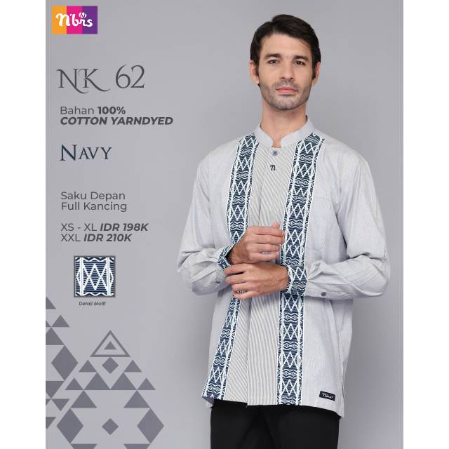 NK 62 Nibras, Baju Koko Dewasa Lengan Panjang Nibras, Koko Nibras Nk 62, Baju Koko Dewasa Nibras