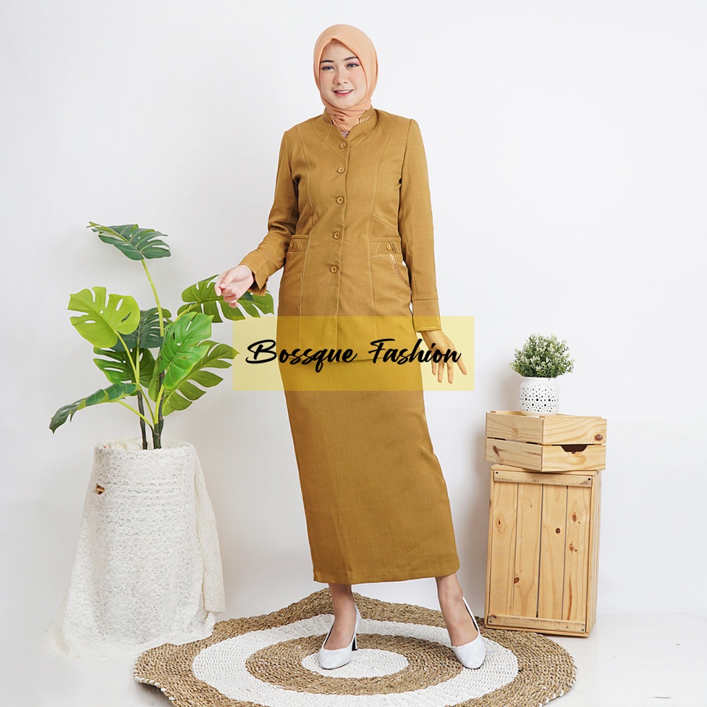 Seragam Blazer PNS PDH ASN Pemda Guru Khaki Tua Muda Rok Celana Wanita Terbaru Tersedia Jumbo Size Krah Shanghai S M L XL XXL 4L 5L