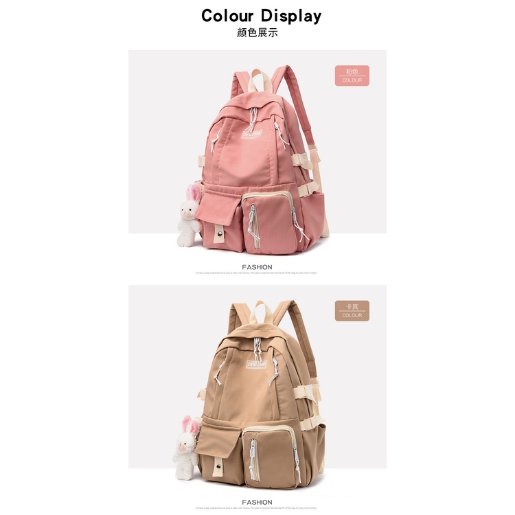 tas backpack kasual anak sekolah dan wanita korea import premium tan ransel anak wanita