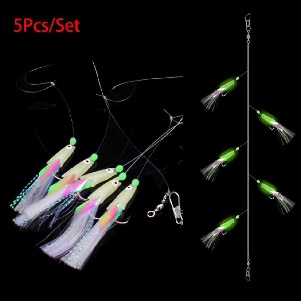 5 Pcs / Set Kail Pancing Luminous Bahan Carbon Steel Untuk Memancing Di Laut