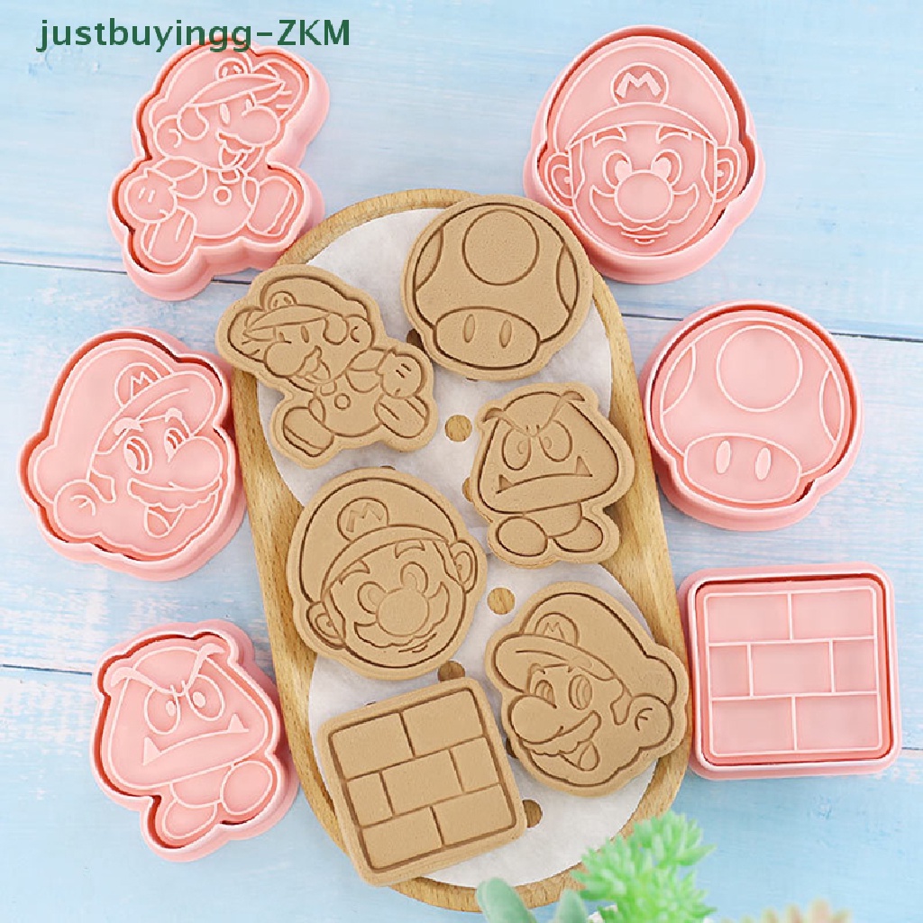 6 Pcs / Set Cetakan Kue Kering Fondant Model Tekan Desain Anime Super Mario 3D Untuk Pesta Halloween