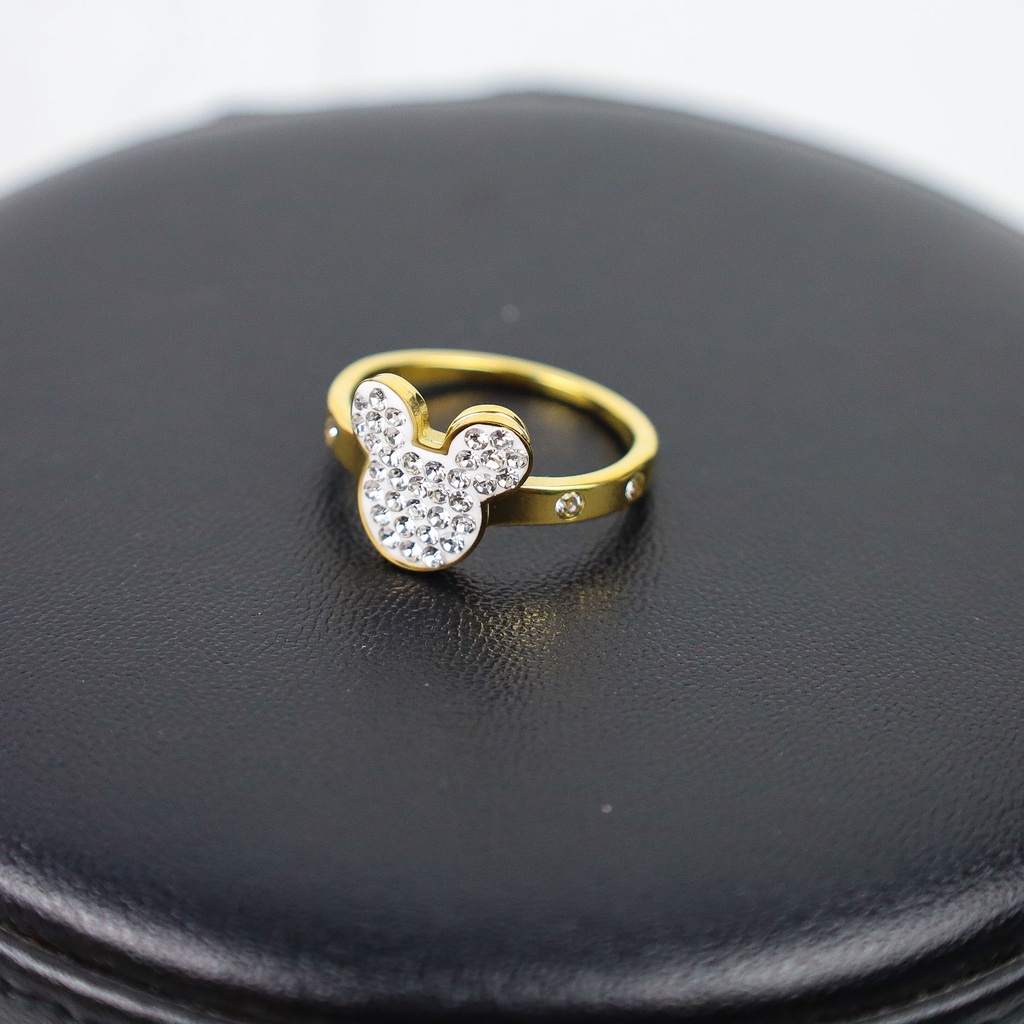 Cincin mickey zircon putih titanium korea anti karat harga grosir bisa cod