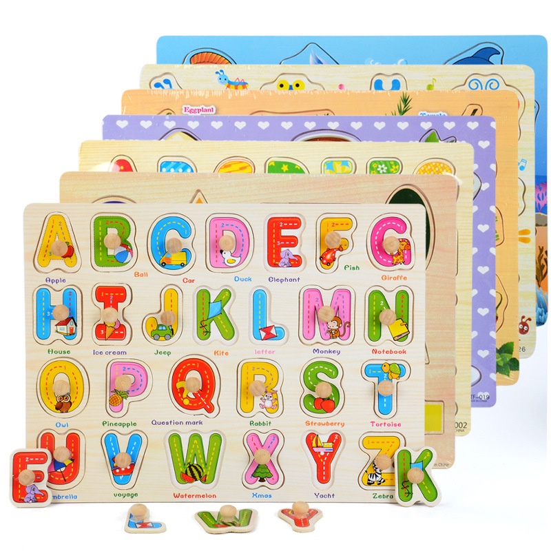 HAPPYTOYS.888 #A1 PUZZLE KNOB / MAINAN EDUKASI / PUZZLE KAYU / KNOB PUZZLE ALPHABET / KNOB PUZZLE ANGKA / KNOB PUZZLE TRANSPORTASI