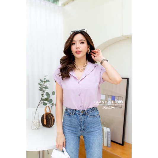 ATASAN GIANTS BASIC BLOUSE FASHION KEMEJA KANTONG SATU (BJFS133)