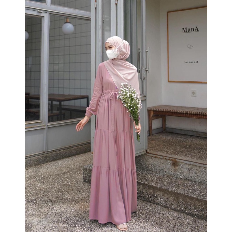 Yara Dress Gamis Rempel Susun Wanita Remaja Jumbo Busui Friendly Bahan Rayon Twill Premium Adem Fit to XL Ld 110 / Dress Outfit Lebaran Kekinian 2022 / Fashion Muslim Wanita Syar'i Murah