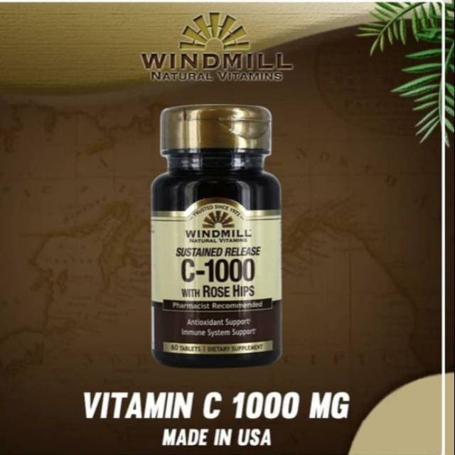 Windmill Vitamin C 1000 Mg With Rose Hips 60 Tablet Vit C 1000 Sustained Release Tabs Shopee Indonesia