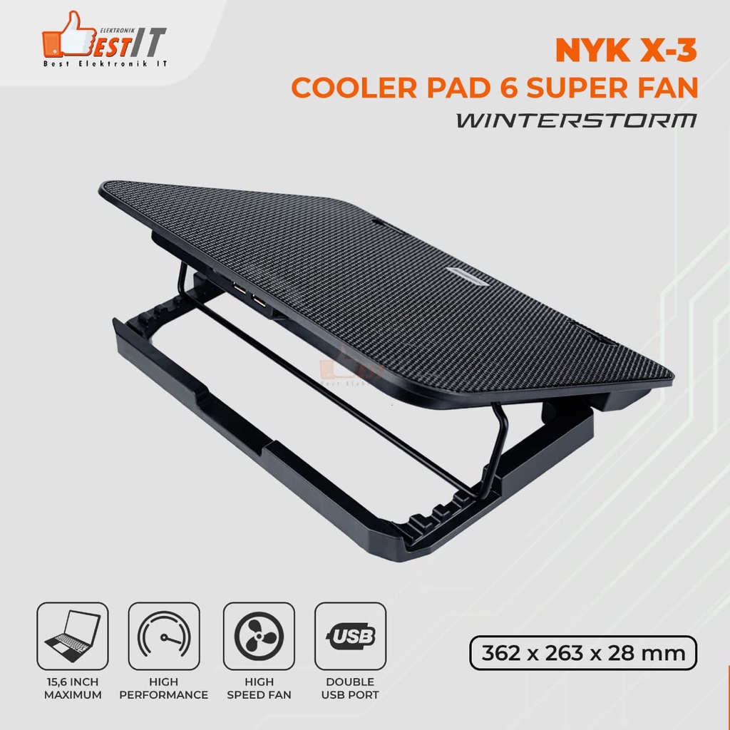 NYK Nemesis Coolingpad Gaming Ergostand Winterstorm X-3 Kipas Pendingin Laptop