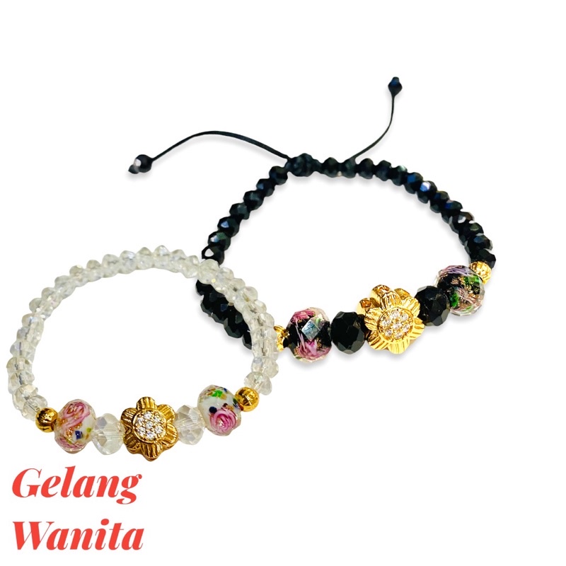 gelang tangan wanita//gelang kristal//perhiasan pemgganti emas