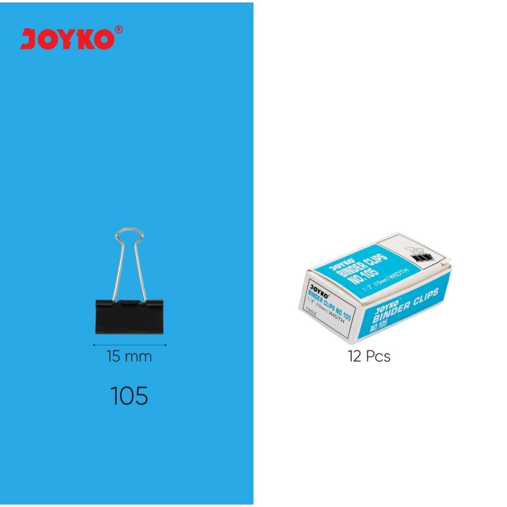

Binder Clip Klip Penjepit Kertas Joyko No. 105 ( 1 Lusin = 12 pcs )