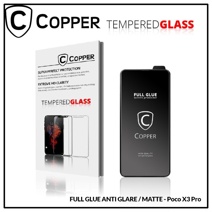 Poco X3 Pro - COPPER Tempered Glass Full Glue Anti Glare - Matte