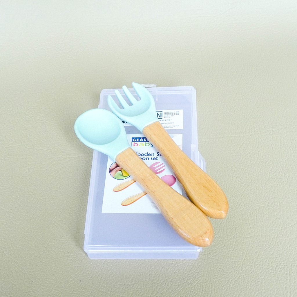 GEORGE BABY Wooden Silicone Spoon And Fork