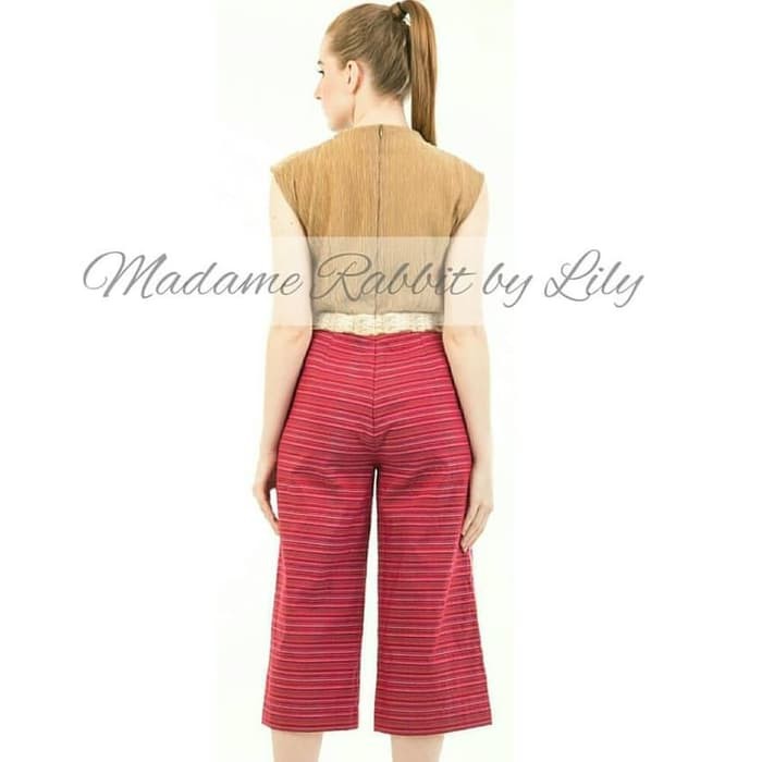 MADAME RABBIT - Celana Panjang Wanita Jumpsuit Batik - Merah-3