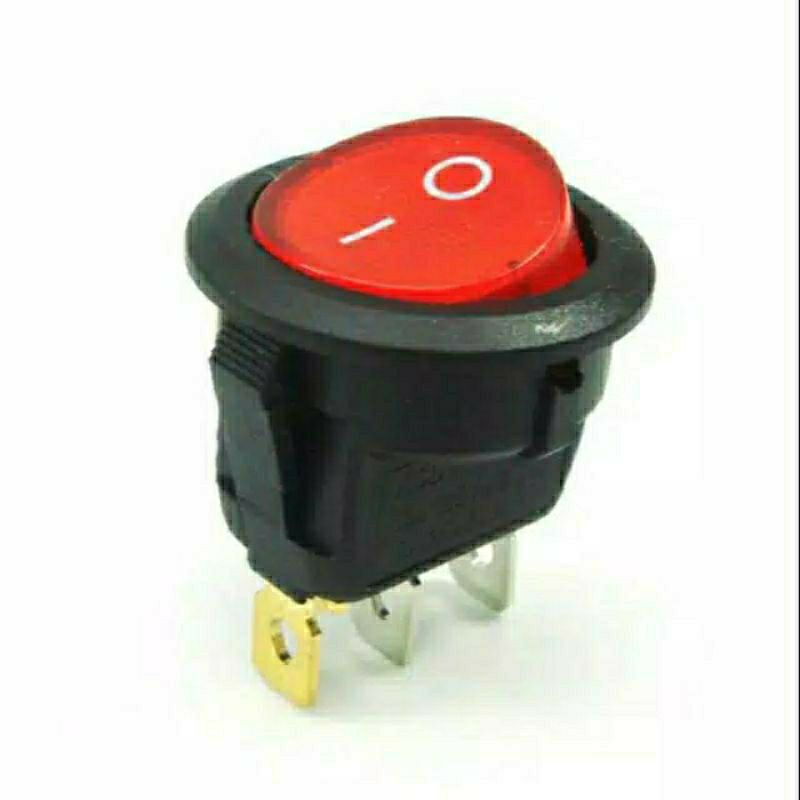 Saklar Switch Bulat 3 pin on off ada lampu