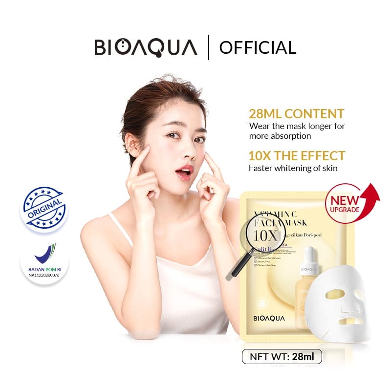 BPOM BIOAQUA Sheet Mask Brightening Moisturizing skin care Hydrating Masker wajah BIO Aqua / BS