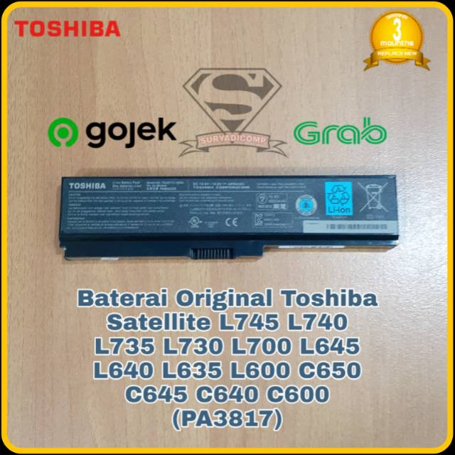 Baterai Toshiba Satellite Original C600 C640 L740 L745 PA3817U PA3817