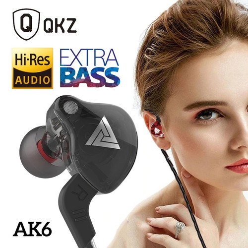 QKZ AK6 Headset SuperBass Headseat With Mic Earphone kabel Headseat Kabel Cabel In-Ear HIFI Sport Earphone Super Bass In-Ear with Microphone Mic