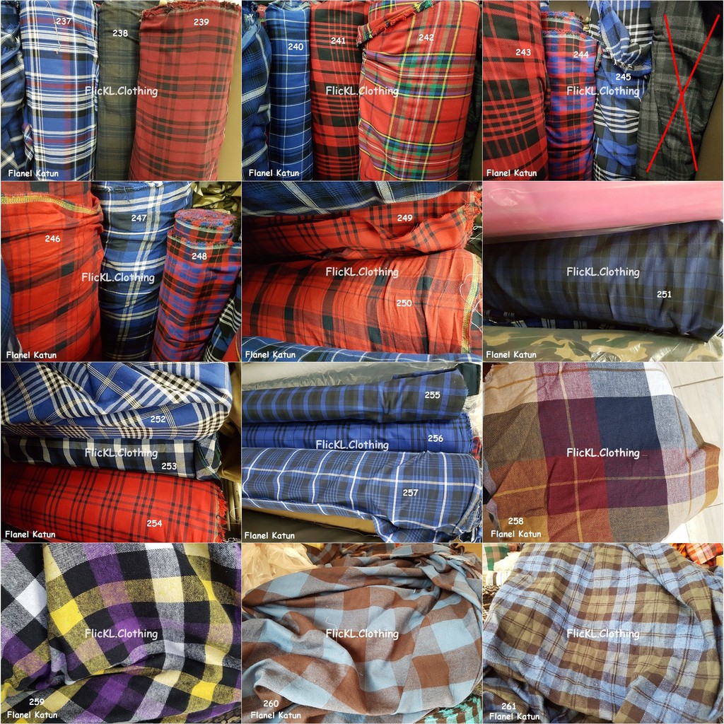 Bahan Kain Flanel Cotton Katun Kotak Kotak Kemeja Motif