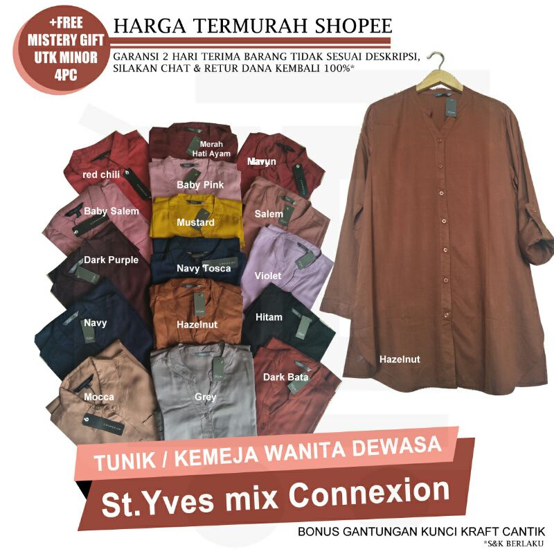 BAJU PAKAIAN TUNIK LONG TUNIK ST YVES KEMEJA ST YVES WANITA BRAND MATAHARI CONNEXION WANITA TERBARU 