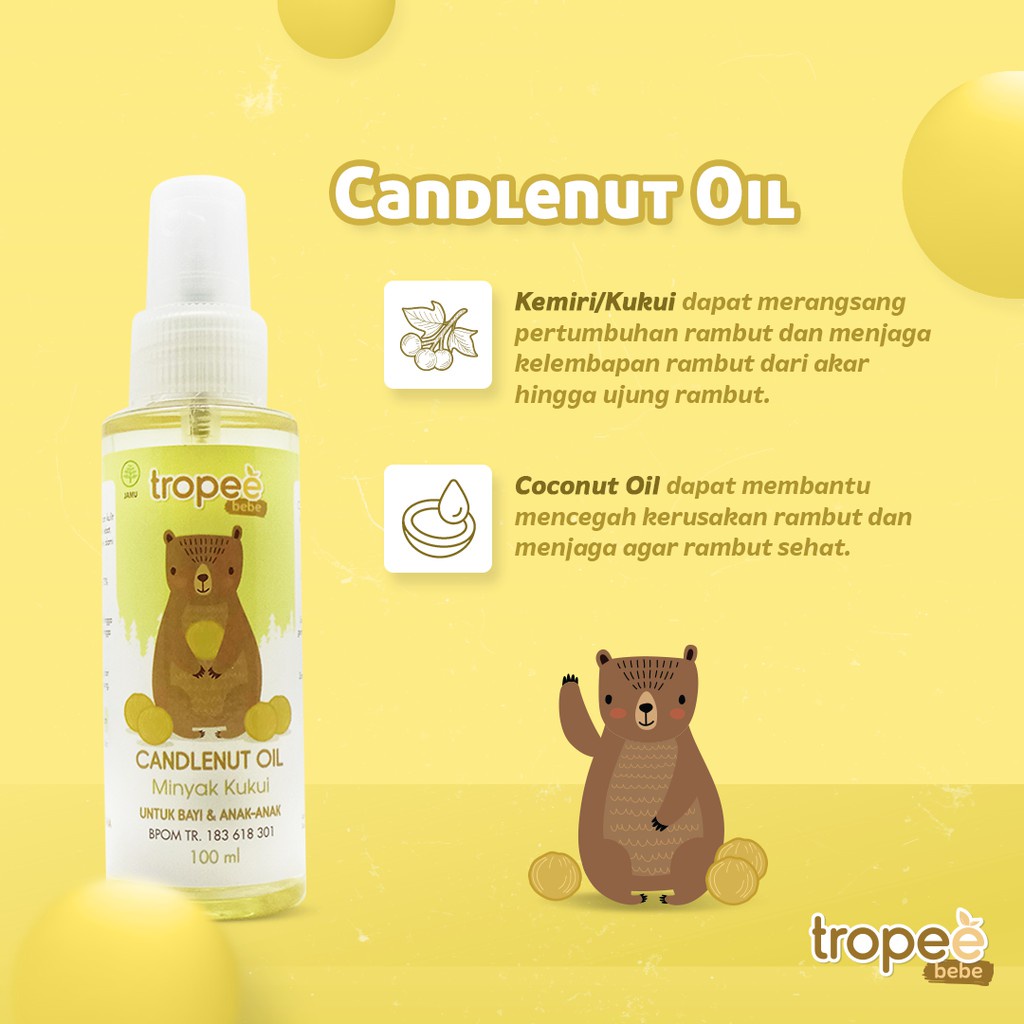 Tropee Bebe Candlenut Shampoo / Candlenut Oil-Minyak Kemiri / Hair Lotion / Disinfectant Spray/ Bye Bye Bug Spray Cream / Starter Kit 100ml