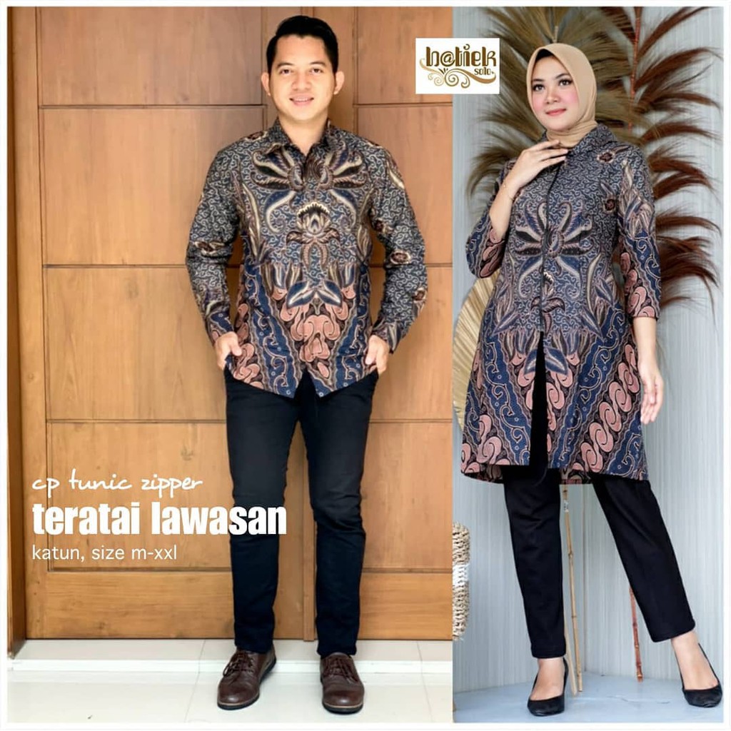 CP TUNIC ZIPPER TERATAI LAWASAN TUNIK BATIK CEWEK TUNIC JUMBO WANITA SERAGAM LD 120 KERJA BUSUI