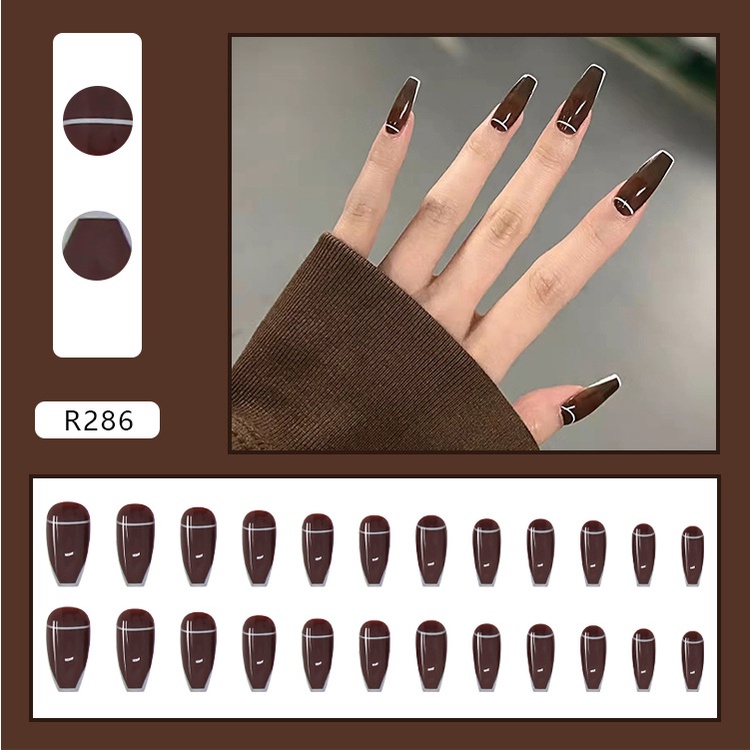 24pcs / Set Kuku Palsu DIY Untuk Nail Art