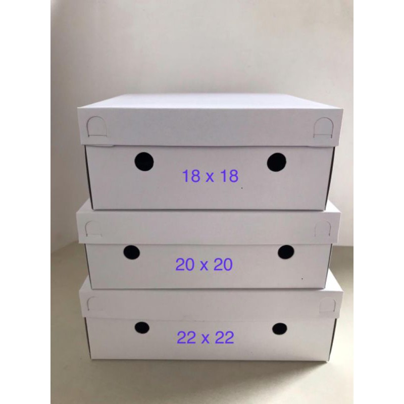 Dus Nasi/Kotak Makan Tebal ukuran 18x18, 20x20, 22x22 putih polos