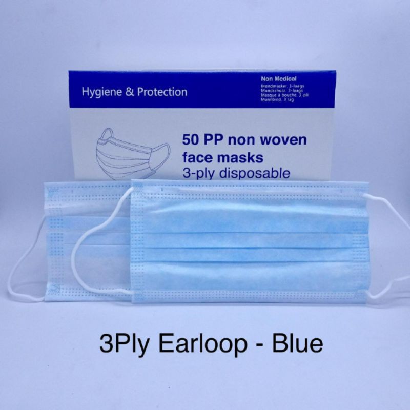 Masker 3 PLY Earloop headlop hijab 50 pcs /BOX