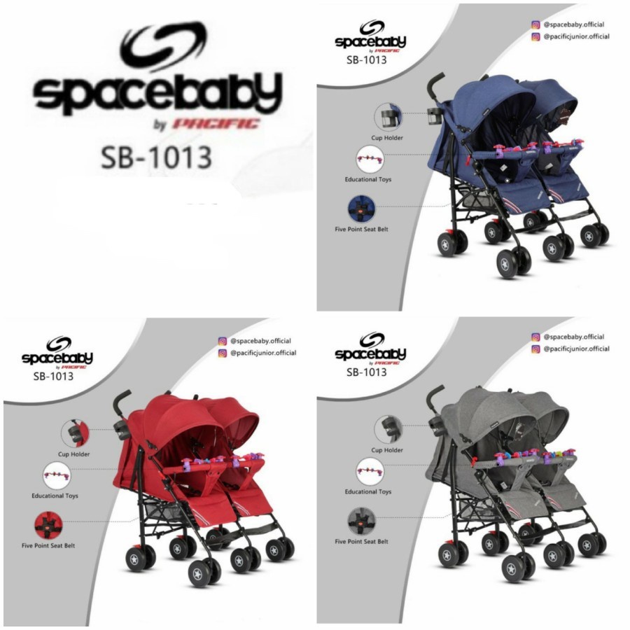 SPACE BABY Baby Stroller SB-1013 Twin Kereta Dorong Bayi Kembar SPACEBABY SB 1013