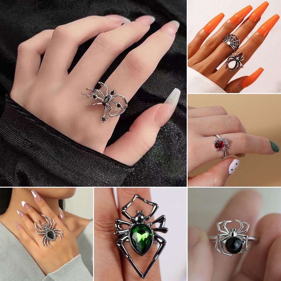 Neo Cincin Model Terbuka Desain Labalaba Gaya Gothicvintage Adjustable Untuk Halloweenhadiah