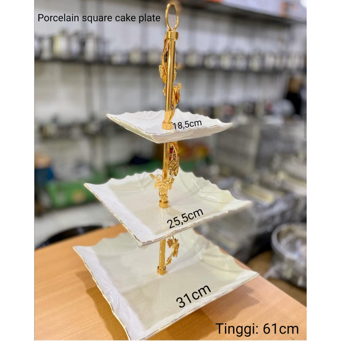 PERLENGKAPAN PESTA & CRAFT KEBUTUHAN PESTA PORCELAIN CAKE STAND/TEMPAT KUE SUSUN/RAK CUPCAKES