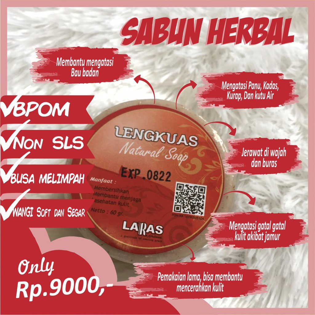 Jual Sabun Panu Paling Ampuh Herbal dari Ekstrak Lengkuas BPOM 60 Gram