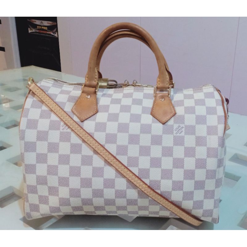 LV SPEEDY 30 DAMIER AZUR BANDOULIERE NOSER PRELOVED (TALPAN PENGGANTI)  P30 L19 T22
