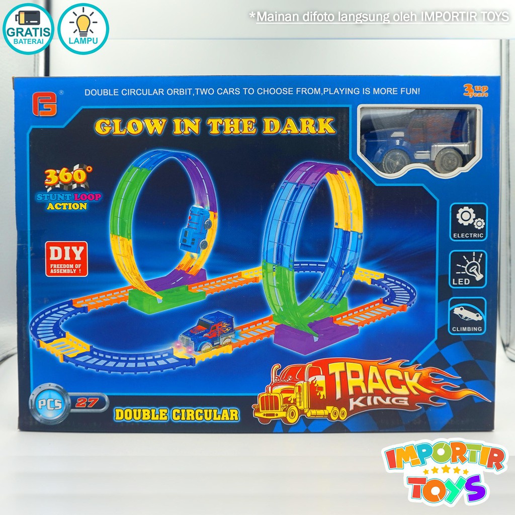 Mobil Mainan GLOW IN THE DARK DIY Track Set Anak Edukasi Puzzle Gift (Track King)