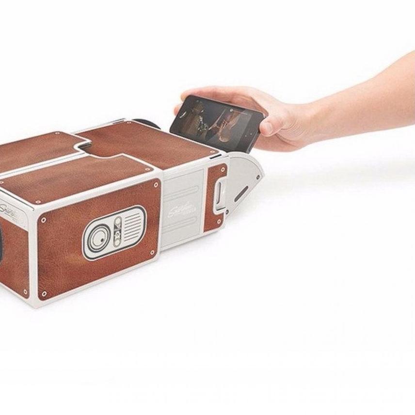 ™ Proyektor Smartphone Portabel Cardboard 2.0 LCD Proyektor Mini Murah Carboard Handphone Proyektor 