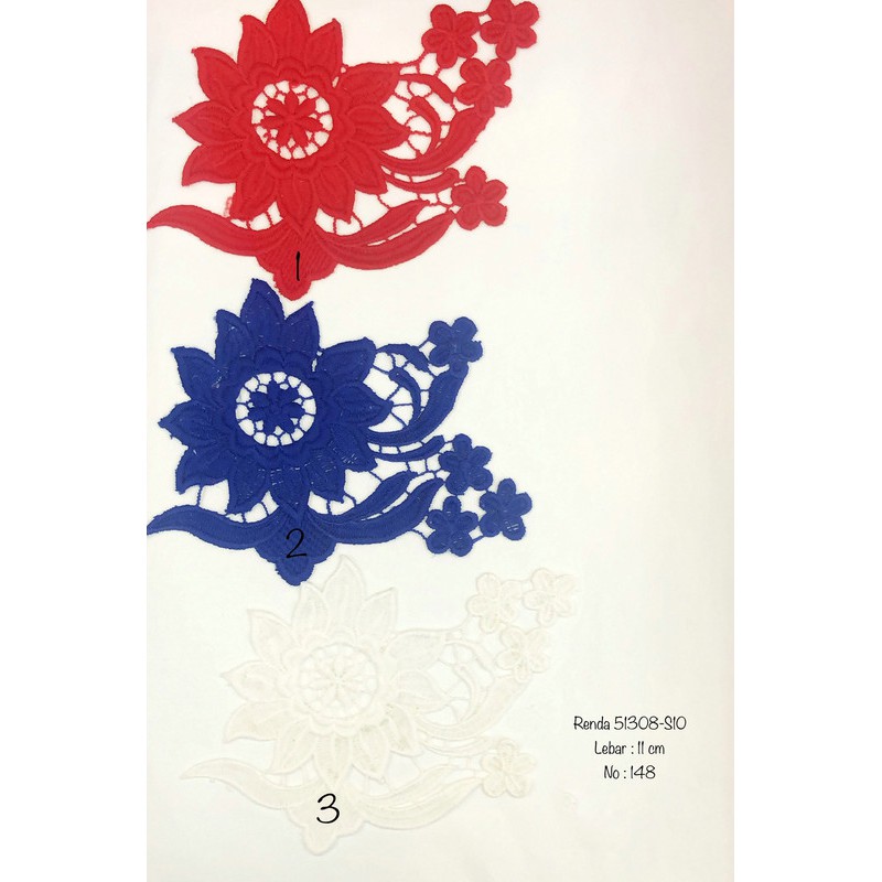 Renda 51308-S10, Renda Baju, Renda Bordir, Renda Giper, Renda Katun, Lebar 11 cm