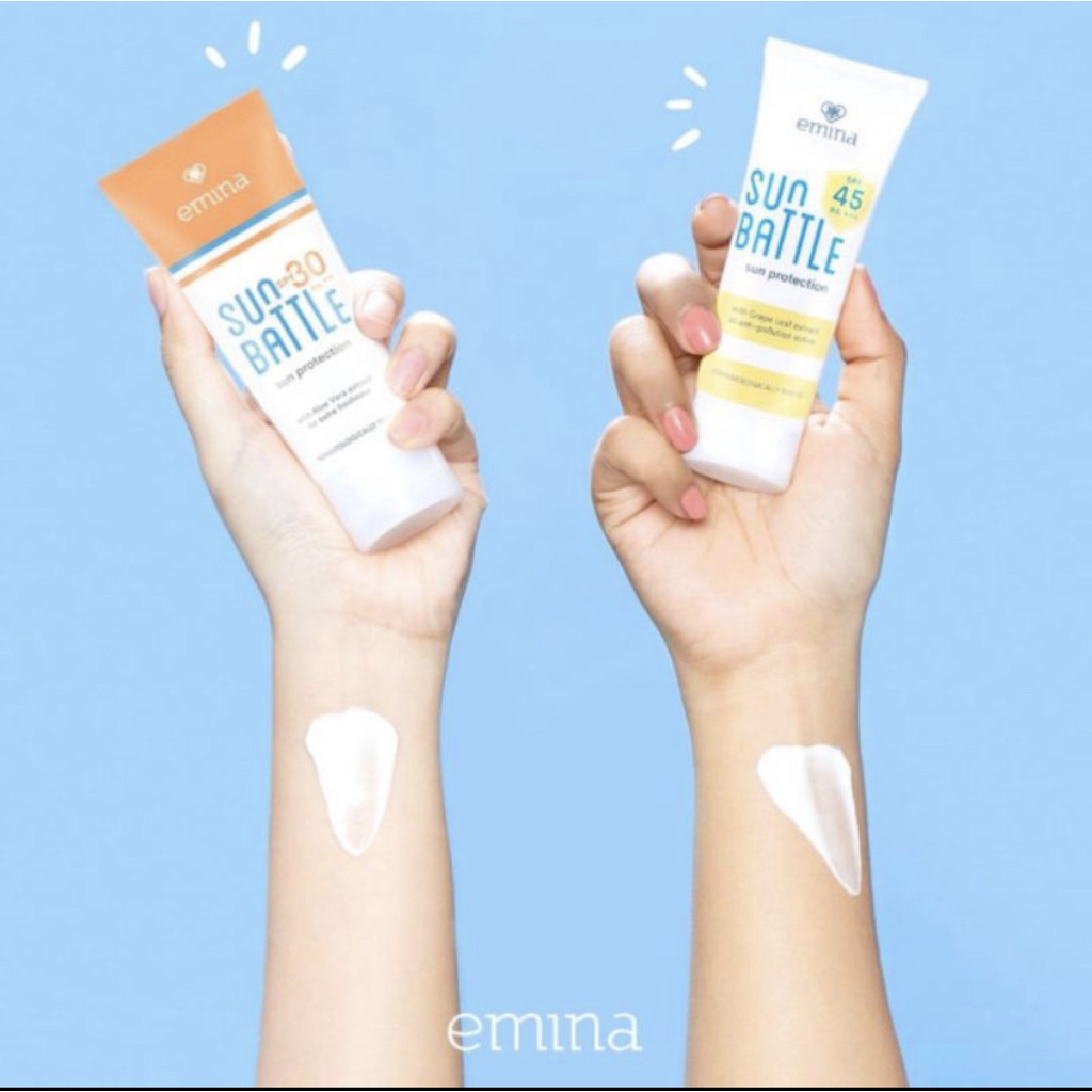 EMINA Sun Protection SPF 30 PA+++ 60mL | Emina Sun Battle SPF 45 | 30 PA+++ 30mL Sunscreen Skin Buddy